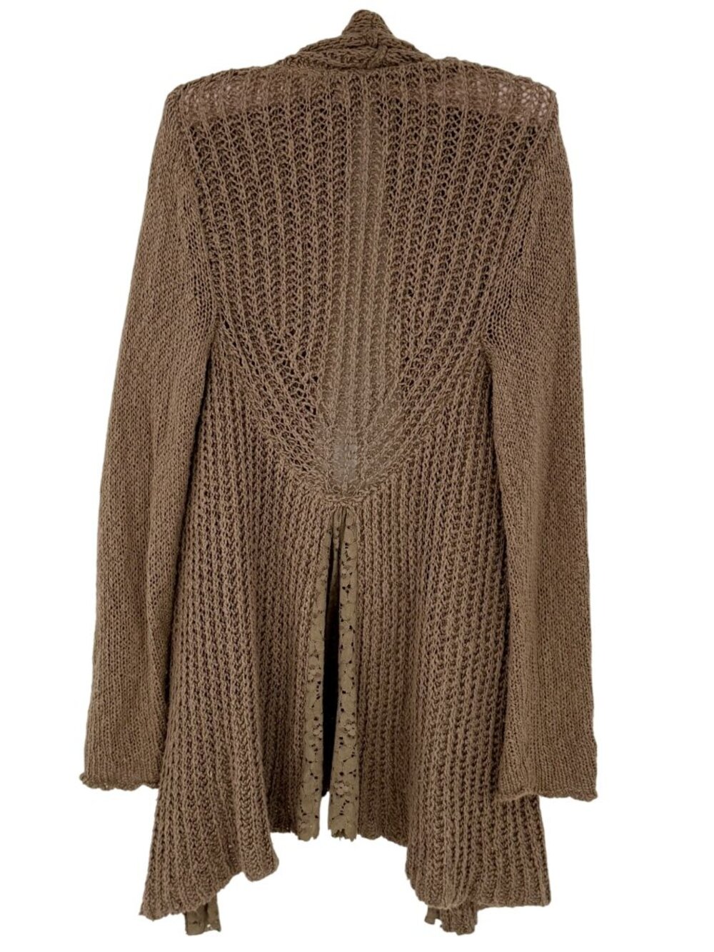 Anthropologie Brown Lace Trim Knit Cardigan Sweater S | Boho Grunge Fairycore - Picture 5 of 16